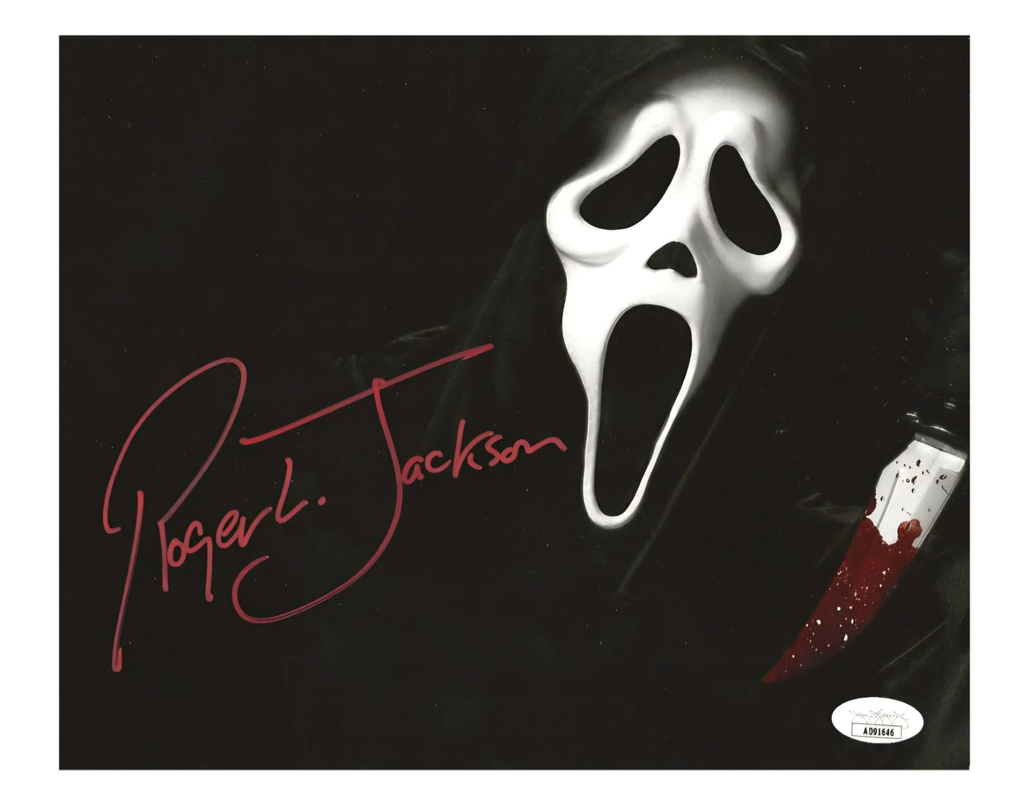 Roger L Jackson Autographed Ghostface 8"x10" w/ JSA COA - City Morgue Toys & Collectibles