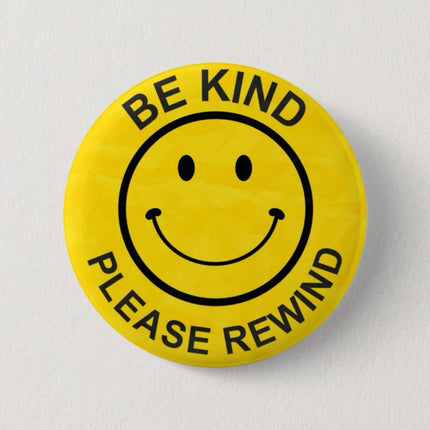 VHS sticker Be Kind Rewind Button Pin  