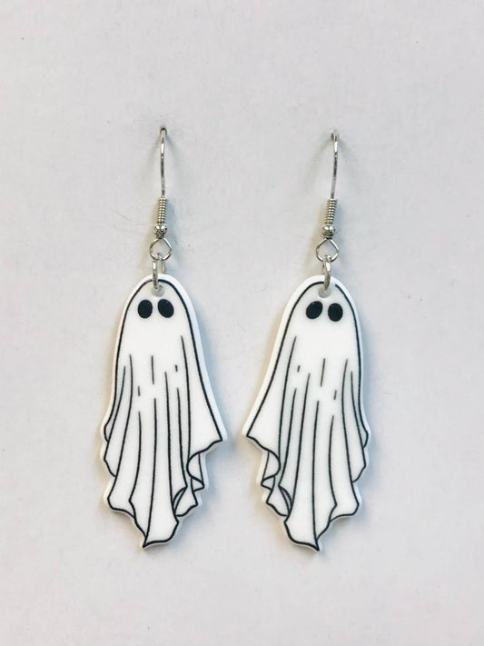 Acrylic Goth Earrings, White Ghost Earrings