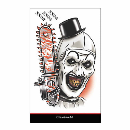 Tinsley Transfers Terrifier™ Art the Clown Chainsaw Art Temporary Tattoo - City Morgue Toys & Collectibles