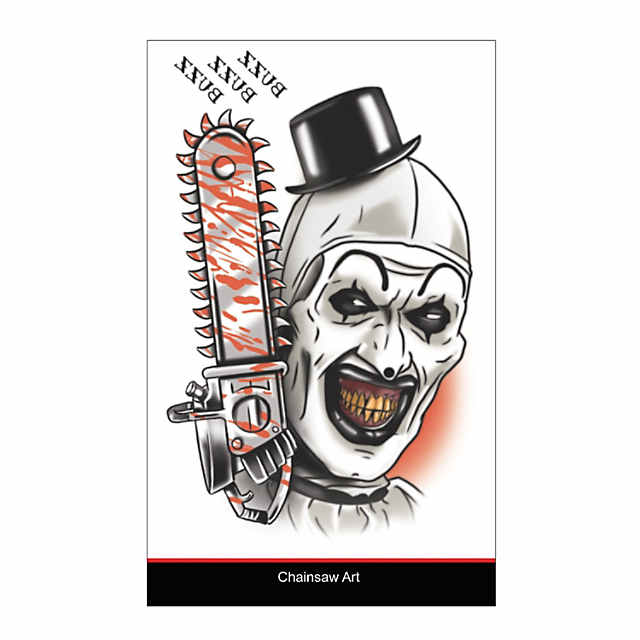 Tinsley Transfers Terrifier™ Art the Clown Chainsaw Art Temporary Tattoo