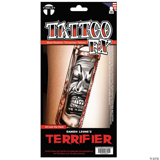 Tinsley Transfers Terrifier 3™ Art the Clown with Hacksaw Temporary Tattoo
