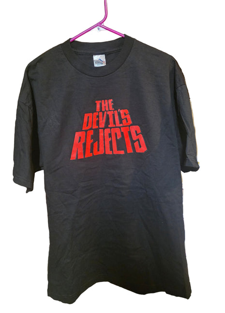 Black t-shirt featuring "The Devils Rejects" in bold red letters on the front, size XL.