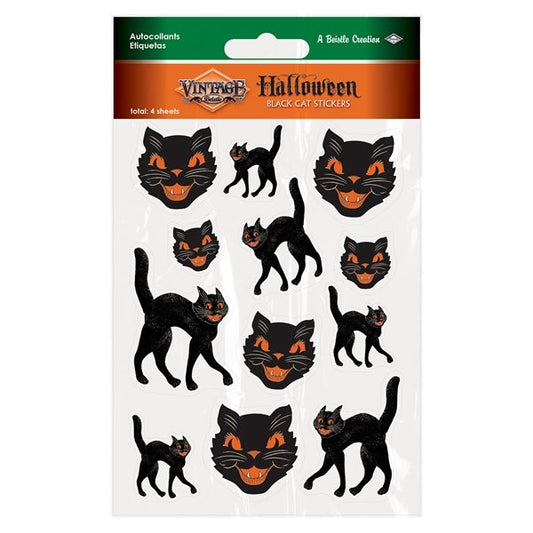Vintage Halloween Black Cat Stickers