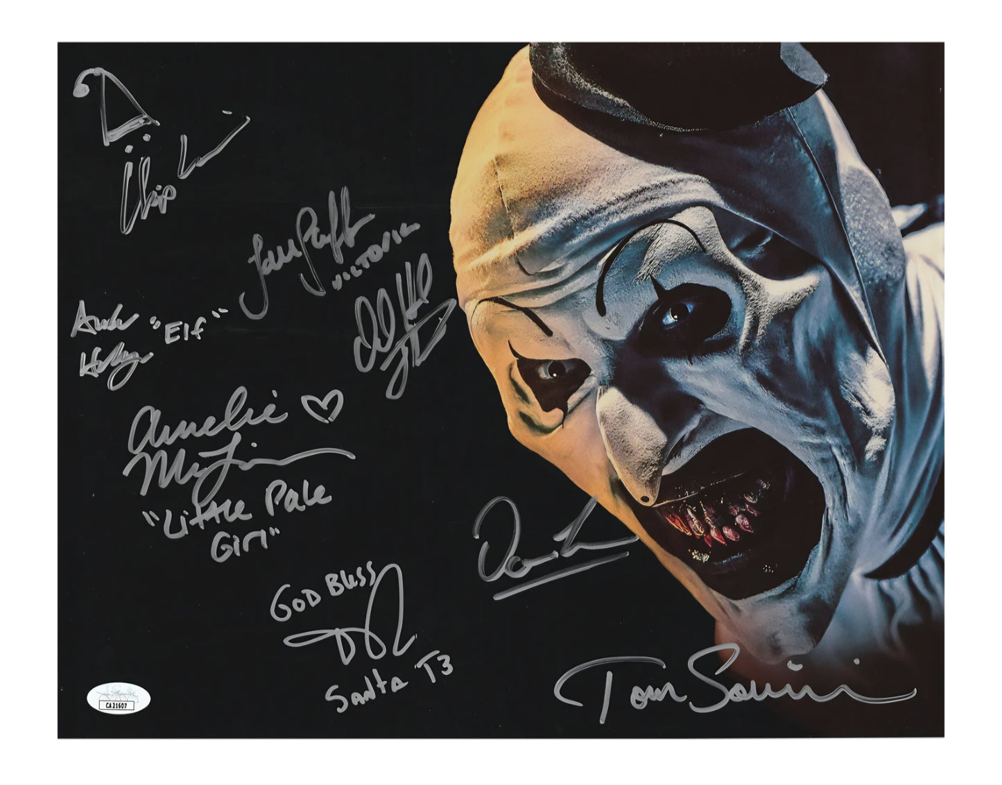 Terrifier cast signed 11x14 print METALLIC paper JSA signed by 8 - City Morgue Toys & Collectibles