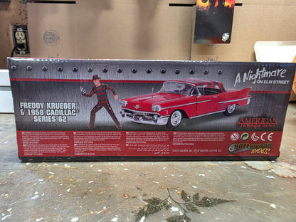 Freddy Krueger & 1958 Cadillac Series 62 Die Cast Car and Figure (New in Box) - City Morgue Toys & Collectibles