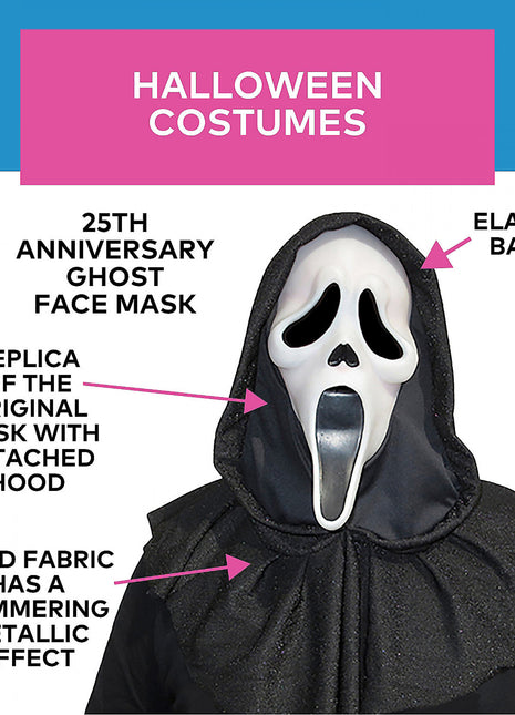 Adults Scream™ 25th Anniversary Ghost Face Mask - City Morgue Toys & Collectibles
