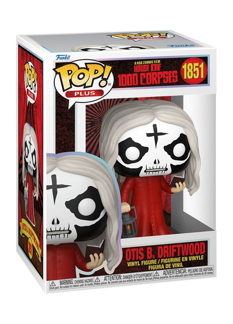 Otis B. Driftwood Funko Pop! vinyl figure in a red outfit with a skull face, packaged in a display box.