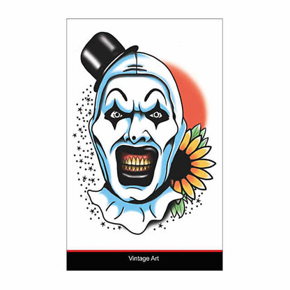 Tinsley Transfers Terrifier™ Art the Clown Vintage Art Temporary Tattoo - City Morgue Toys & Collectibles