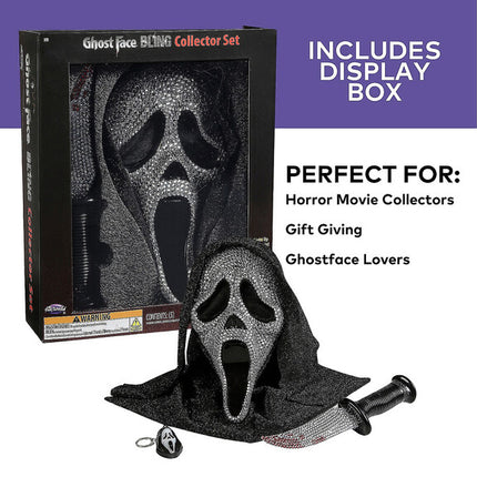 Exclusive Ghost Face® Bling Mask, Knife & Light-Up Keychain Collectible Box Set - City Morgue Toys & Collectibles