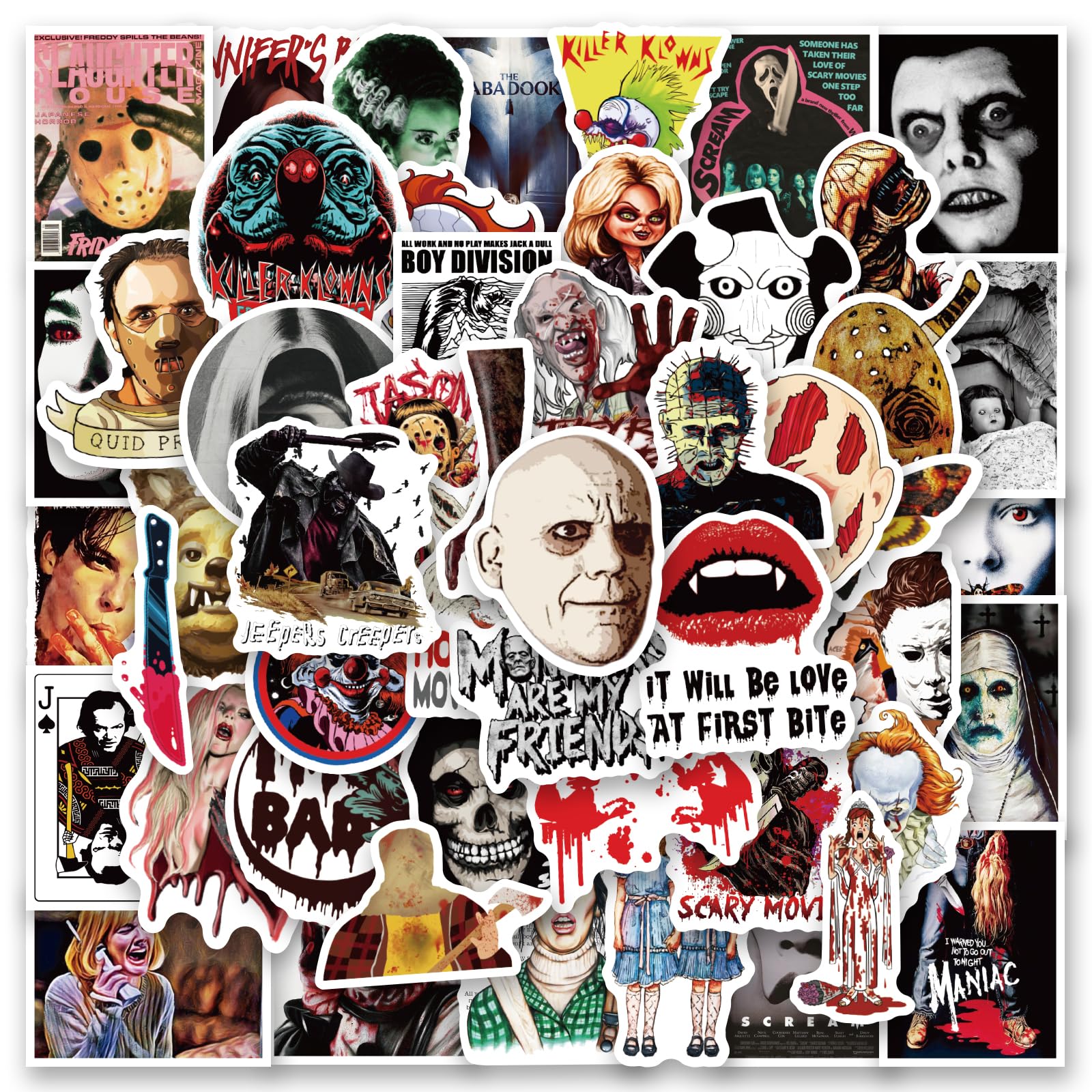 Horror Sticker Pack – 20 Random Hand-Picked Horror Stickers (No Duplicates) - City Morgue Toys & Collectibles