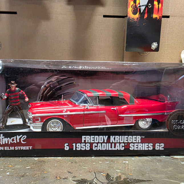 Freddy Krueger & 1958 Cadillac Series 62 Die Cast Car and Figure (New in Box) - City Morgue Toys & Collectibles