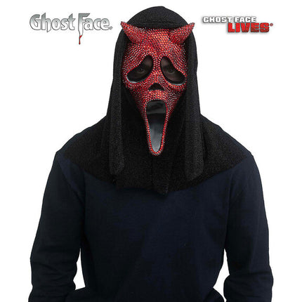 Fun World Adults Ghost Face® Red Rhinestone Bling Devil Face Full Mask - One Size - City Morgue Toys & Collectibles