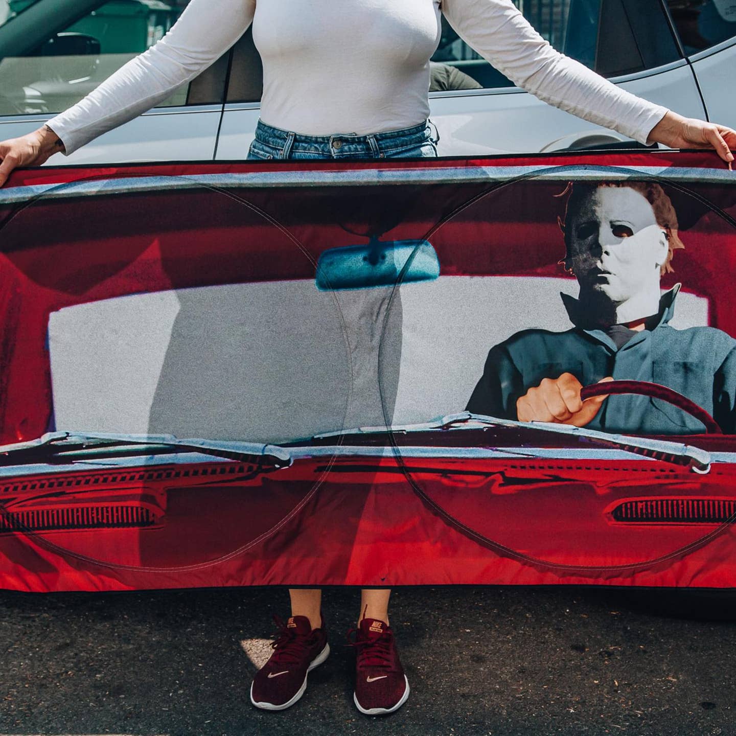 Halloween Michael Myers 64 X 32 Inch Car Sunshade - City Morgue Toys & Collectibles