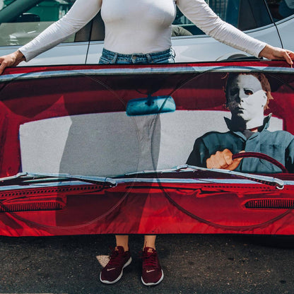 Halloween Michael Myers 64 X 32 Inch Car Sunshade - City Morgue Toys & Collectibles