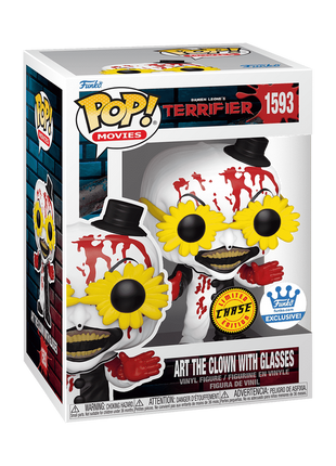CHASE! Terrifier Art the Clown with Glasses #1593 Funko Shop Exclusive Pop! w/ Soft Shell Protector - City Morgue Toys & Collectibles