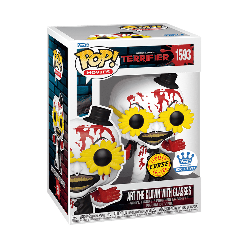 CHASE! Terrifier Art the Clown with Glasses #1593 Funko Shop Exclusive Pop! w/ Soft Shell Protector - City Morgue Toys & Collectibles