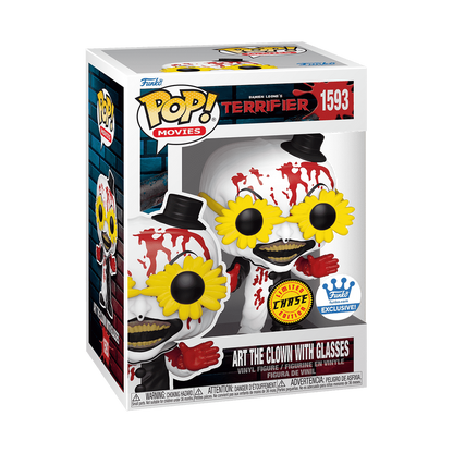 CHASE! Terrifier Art the Clown with Glasses #1593 Funko Shop Exclusive Pop! w/ Soft Shell Protector - City Morgue Toys & Collectibles