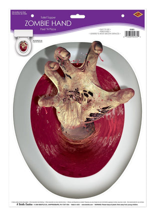 Zombie Hand Toilet Topper Peel N Place - City Morgue Toys & Collectibles