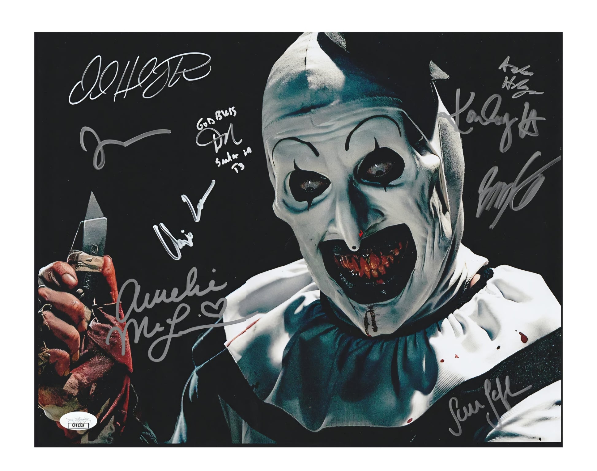 Terrifier cast signed 11x14 print JSA signed by 9 David Howard Thornton - City Morgue Toys & Collectibles