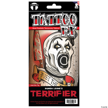Tinsley Transfers Terrifier™ Art the Clown Just the Tip Temporary Tattoo - City Morgue Toys & Collectibles
