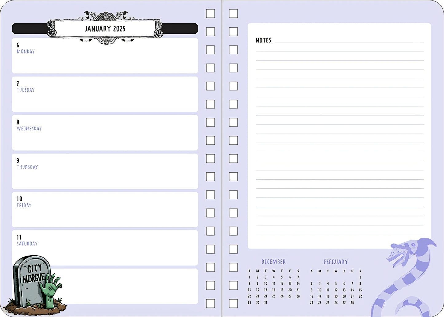 2025 Beetlejuice 13-Month Weekly Planner