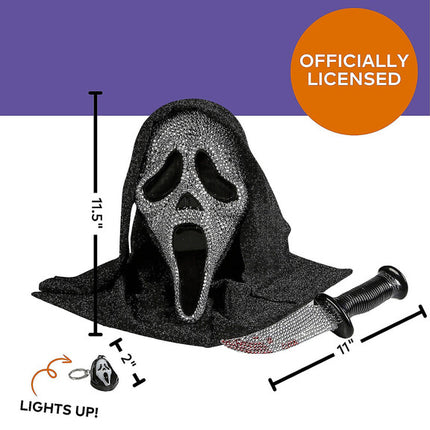 Exclusive Ghost Face® Bling Mask, Knife & Light-Up Keychain Collectible Box Set - City Morgue Toys & Collectibles