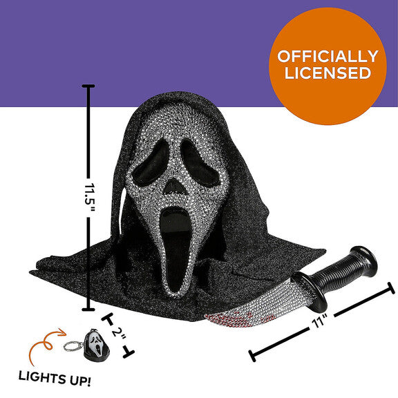Exclusive Ghost Face® Bling Mask, Knife & Light-Up Keychain Collectible Box Set - City Morgue Toys & Collectibles