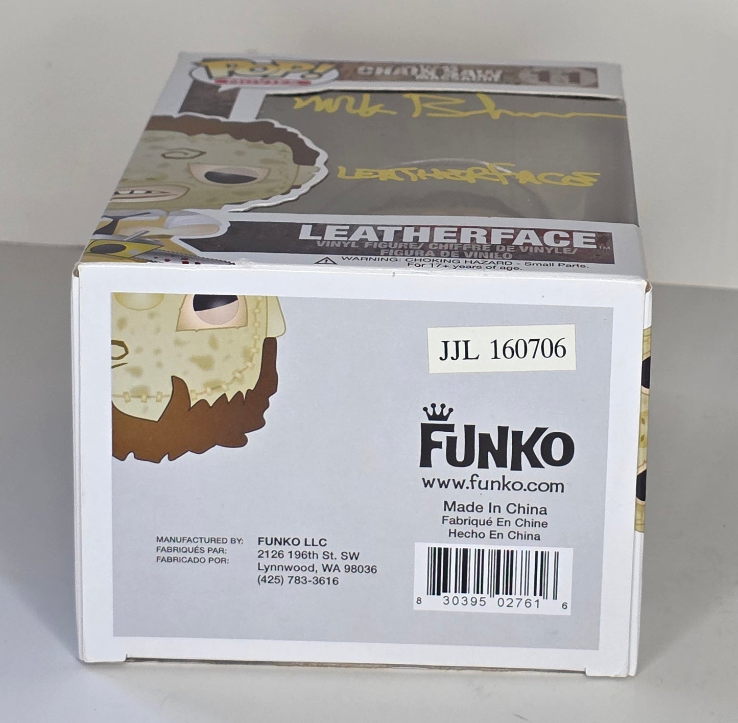 AUTOGRAPHED Leatherface Funko Pop Signed by Mark Burnham